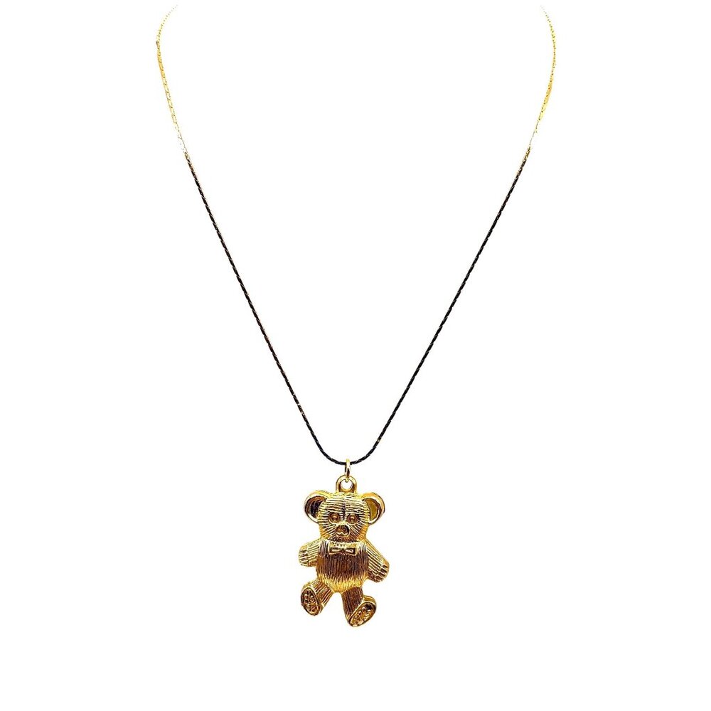 Lady Remington Teddy Bear Pendant Necklace, Vintage Gold Tone Chain